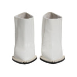 Dolce & Gabbana White Faux Pearl Leather Pointed Toe Ankle Boot Shoes LA12070-39