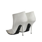 Dolce & Gabbana White Faux Pearl Leather Pointed Toe Ankle Boot Shoes LA12070-39