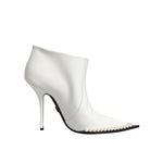 Dolce & Gabbana White Faux Pearl Leather Pointed Toe Ankle Boot Shoes LA12070-39