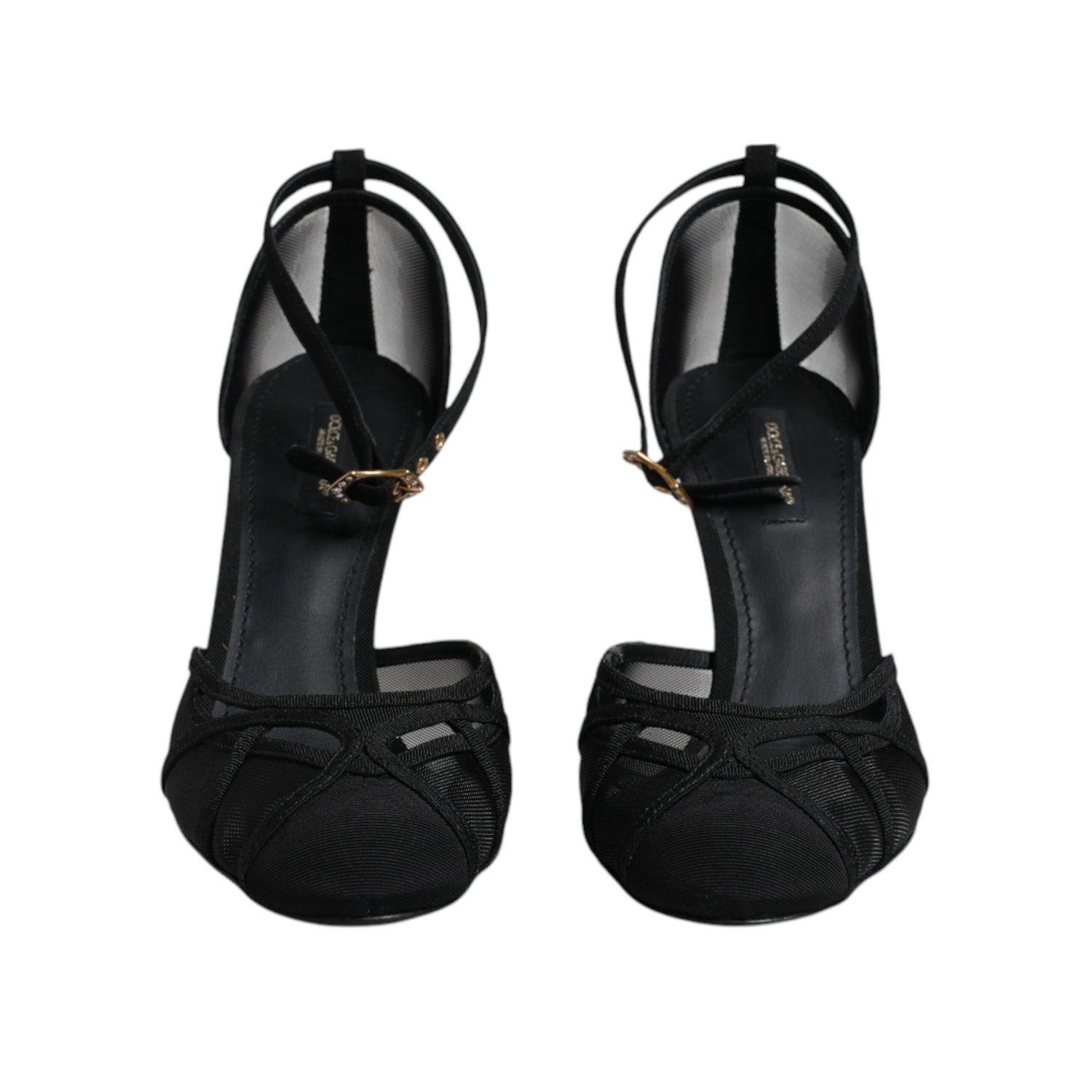 Dolce & Gabbana Black Mesh Ankle Strap Heels Pumps Shoes