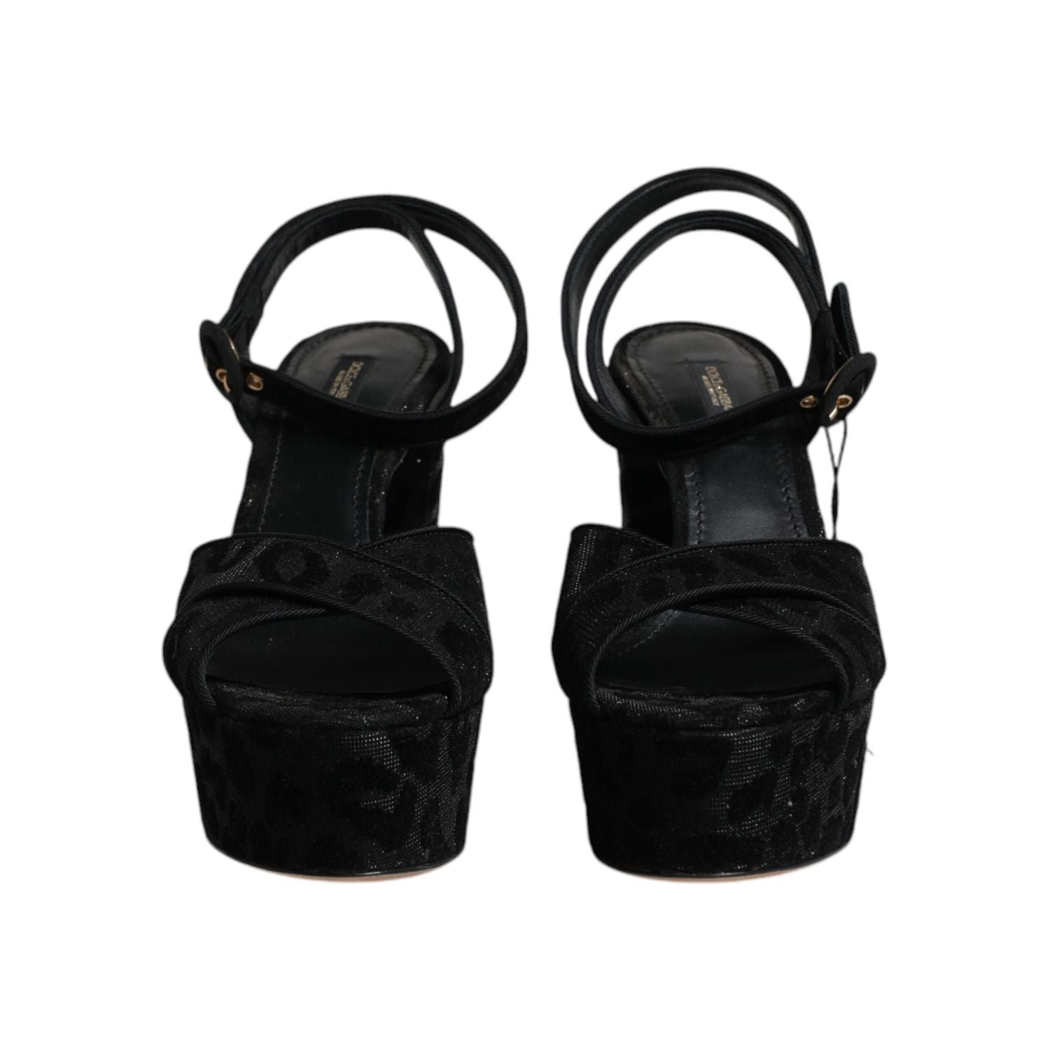 Dolce & Gabbana Black Leopard Platform Heels Sandals Shoes