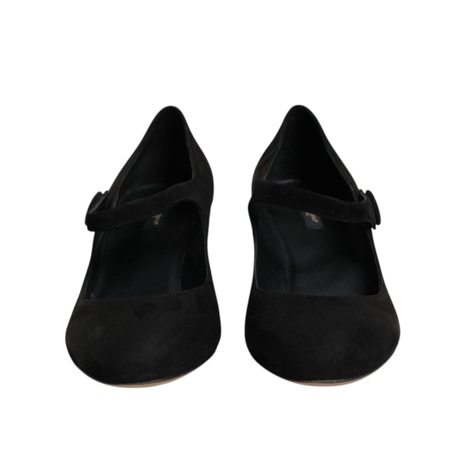 Dolce & Gabbana Black Suede Leather Block Heels Pumps Shoes