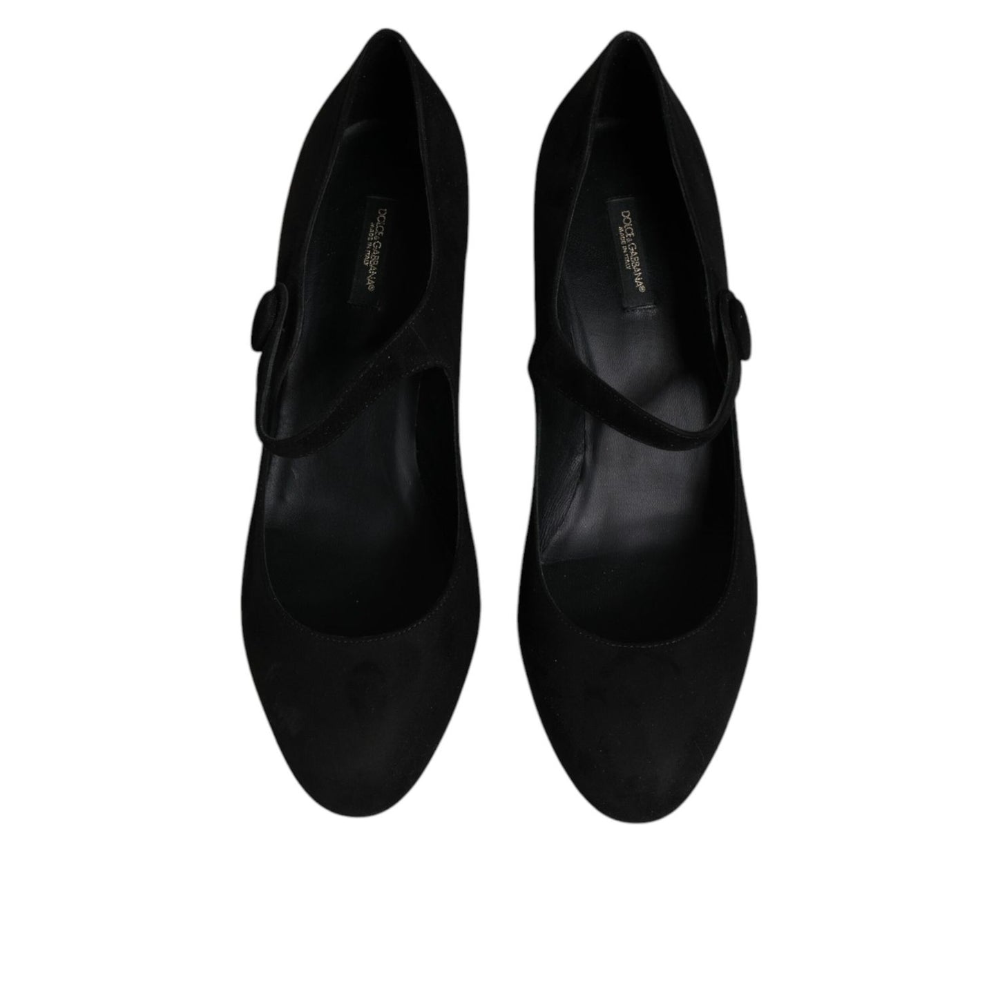 Dolce & Gabbana Black Suede Leather Block Heels Pumps Shoes LA12082-41