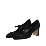 Dolce & Gabbana Black Suede Leather Block Heels Pumps Shoes LA12082-41