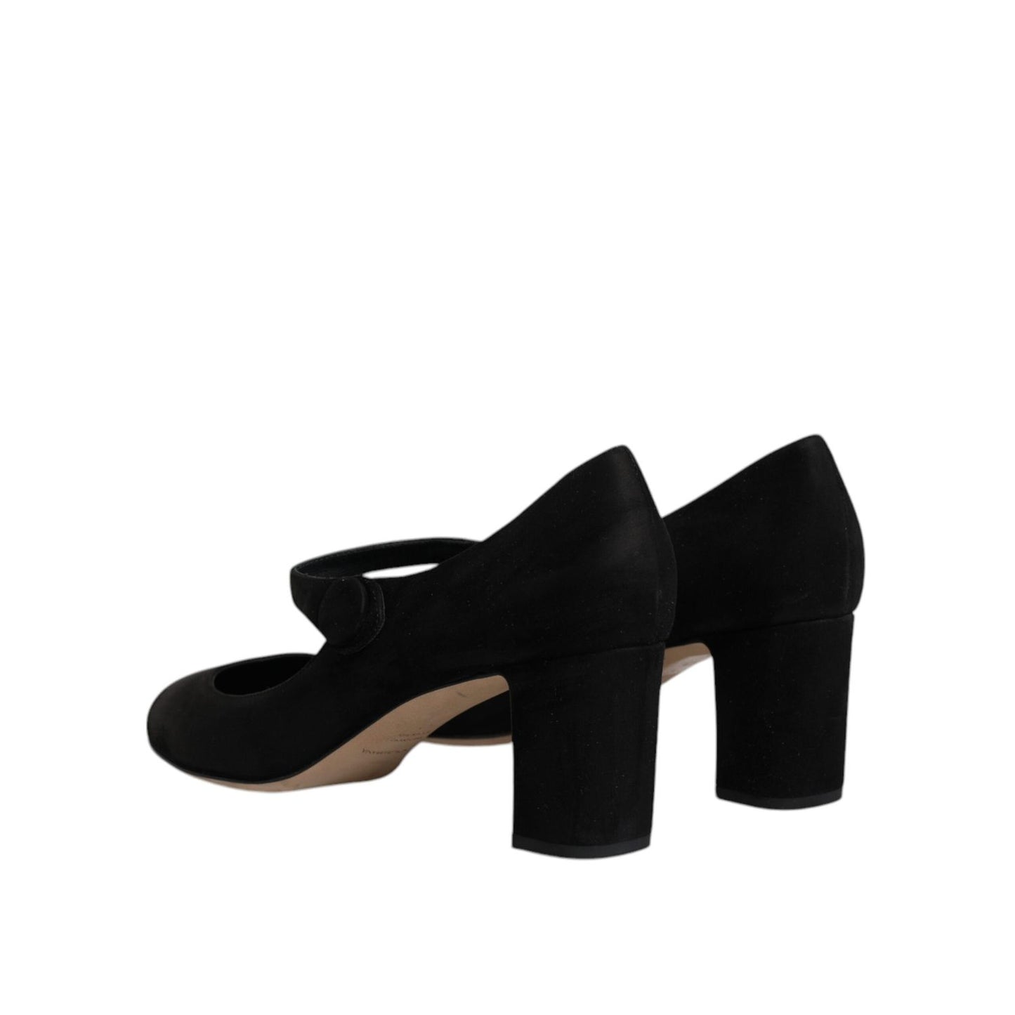 Dolce & Gabbana Black Suede Leather Block Heels Pumps Shoes LA12082-41