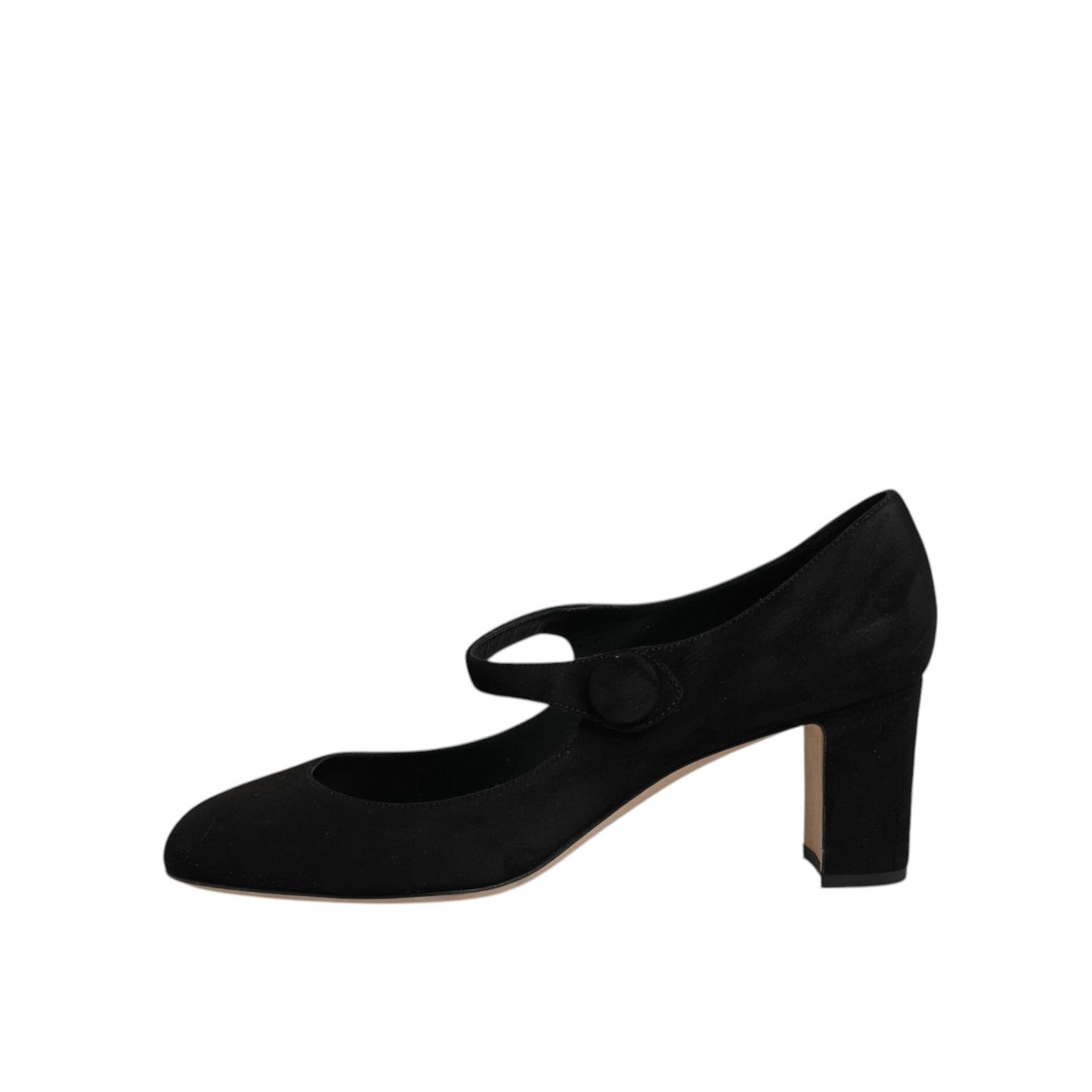 Dolce & Gabbana Black Suede Leather Block Heels Pumps Shoes LA12082-41