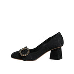 Dolce & Gabbana Black Brocade Crystals Heels Pumps Shoes LA12090-37.5