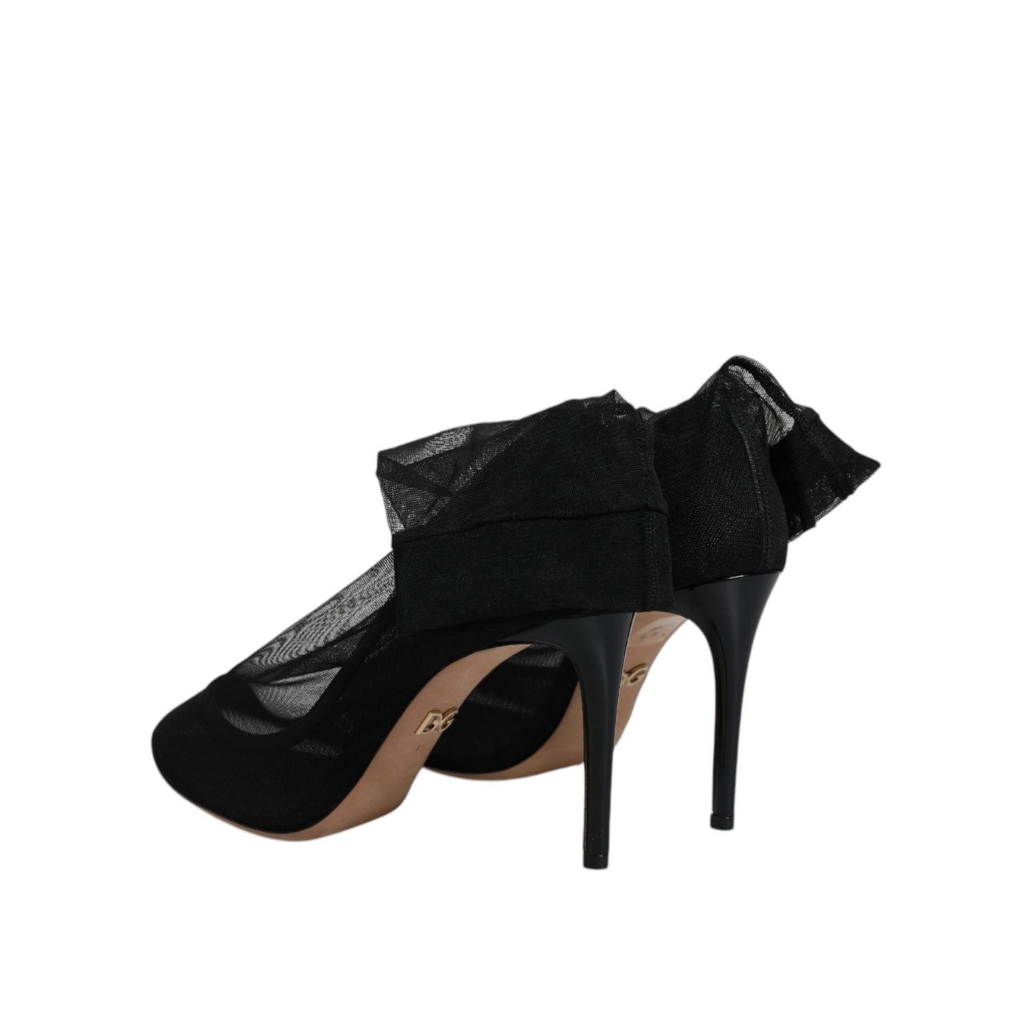 Dolce & Gabbana Black Nylon Stretch Mesh Sock Boots Shoes LA12121-37