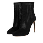 Dolce & Gabbana Black Mesh Stiletto Heels Ankle Boots Shoes LA12122-41