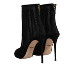 Dolce & Gabbana Black Mesh Stiletto Heels Ankle Boots Shoes LA12122-41