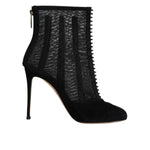Dolce & Gabbana Black Mesh Stiletto Heels Ankle Boots Shoes LA12122-41