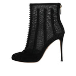 Dolce & Gabbana Black Mesh Stiletto Heels Ankle Boots Shoes LA12122-41