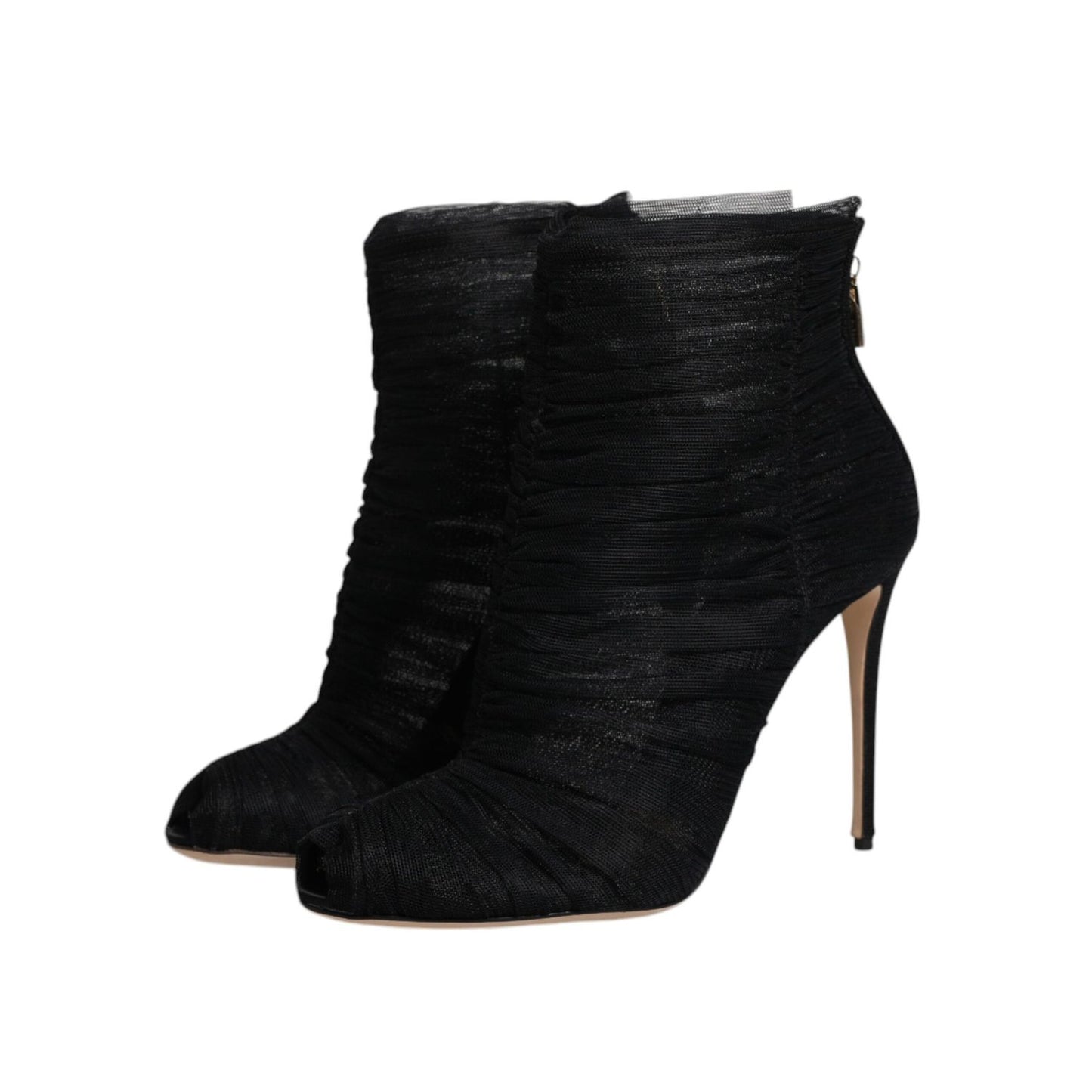 Dolce & Gabbana Black Mesh Stiletto Heels Ankle Boots Shoes LA12127-40