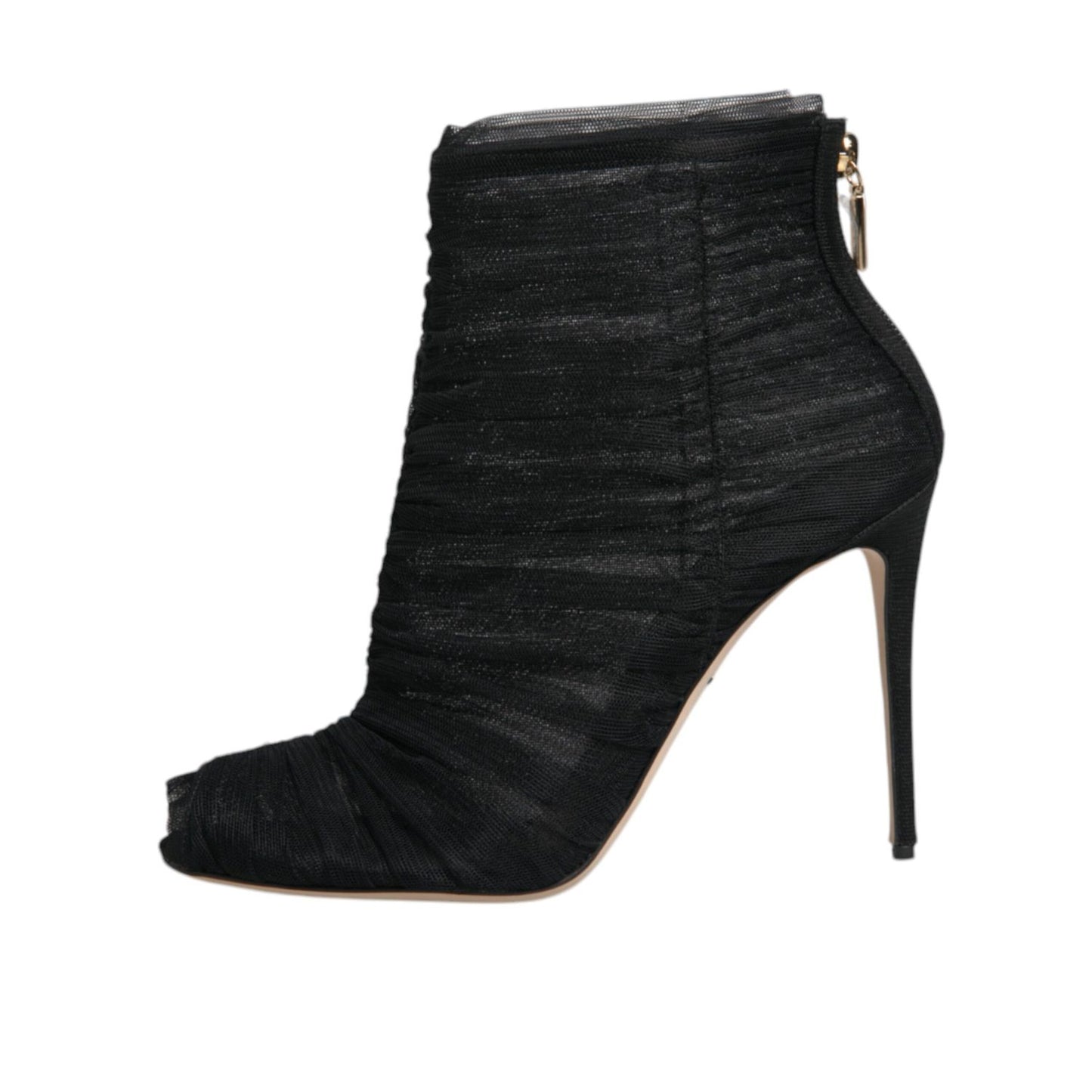 Dolce & Gabbana Black Mesh Stiletto Heels Ankle Boots Shoes LA12127-40