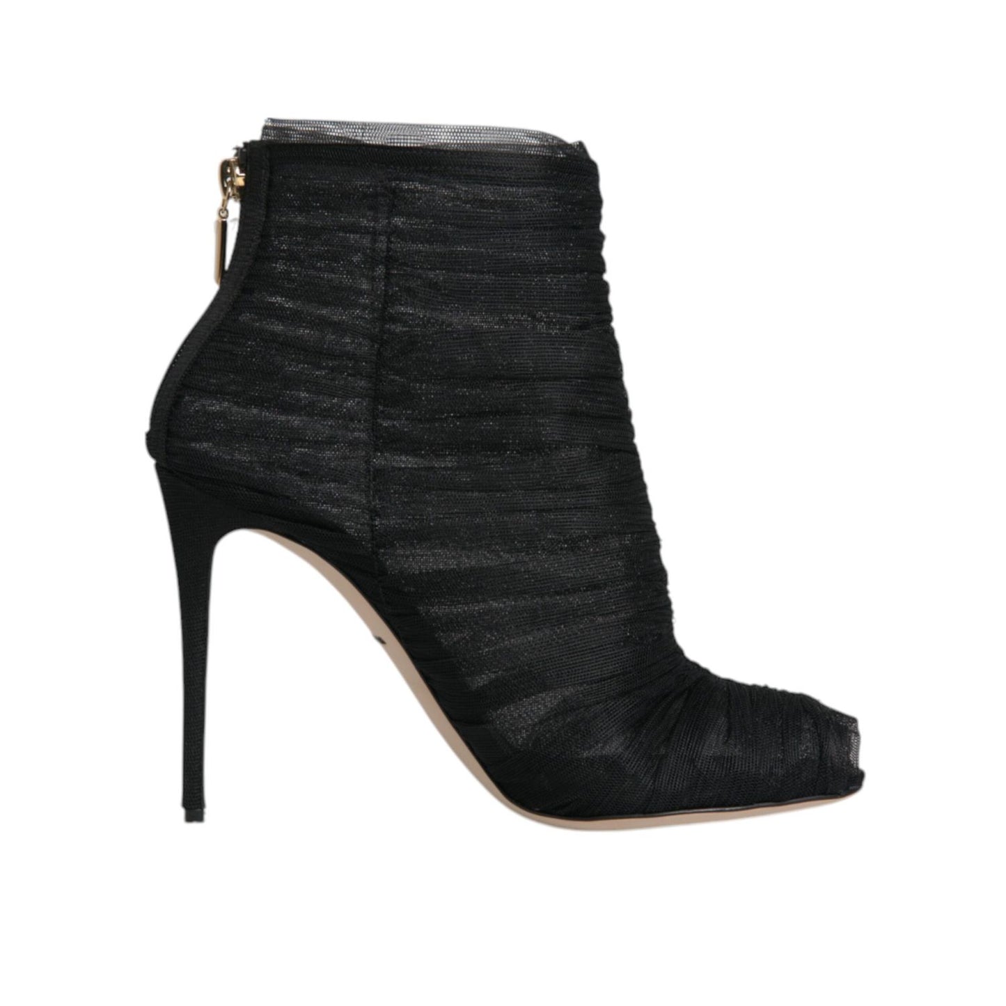 Dolce & Gabbana Black Mesh Stiletto Heels Ankle Boots Shoes LA12127-40