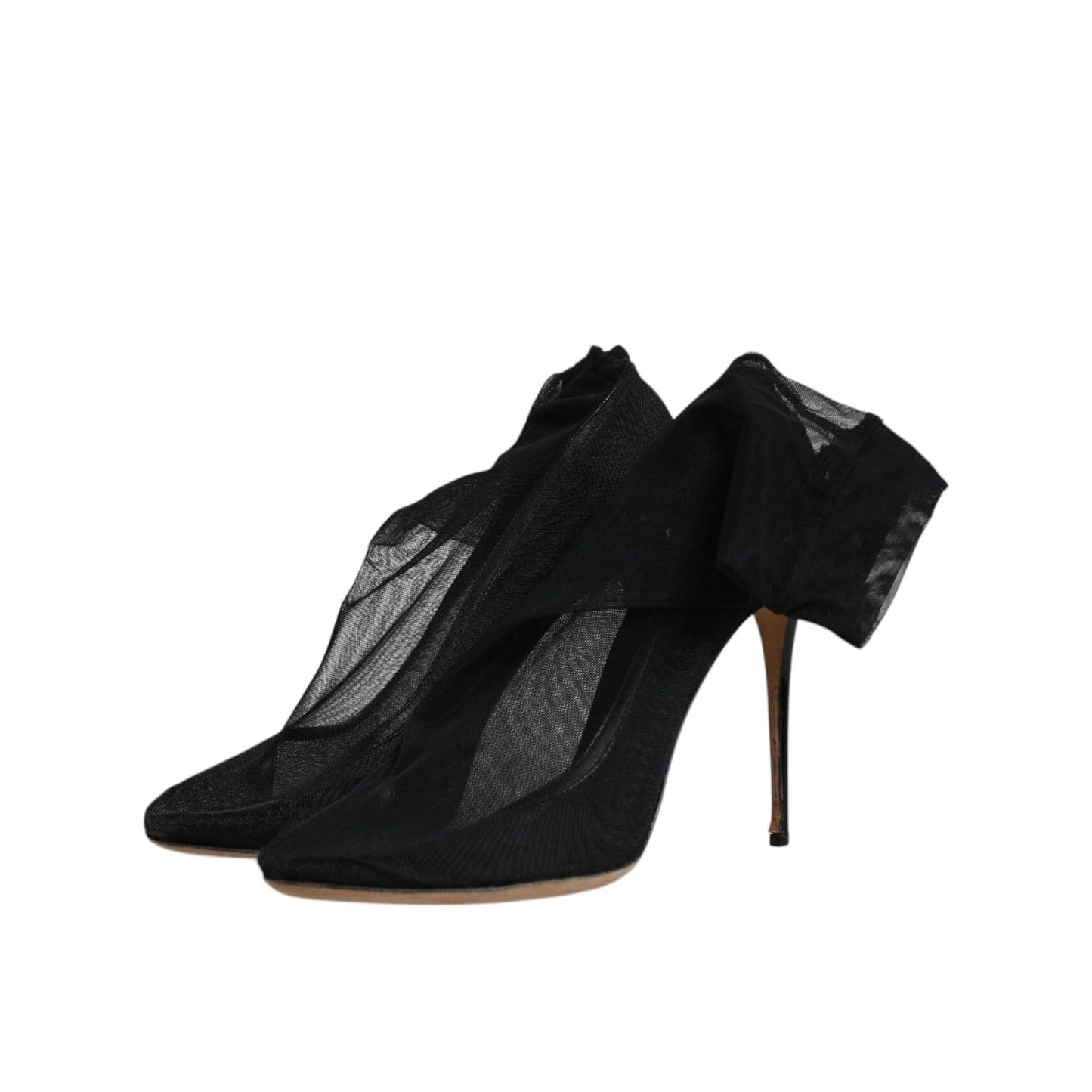 Dolce & Gabbana Black Nylon Stretch Mesh Sock Boots Shoes LA12131-39