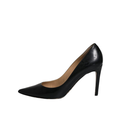 Dolce & Gabbana Black Calf Leather Stiletto Heels Pumps Shoes