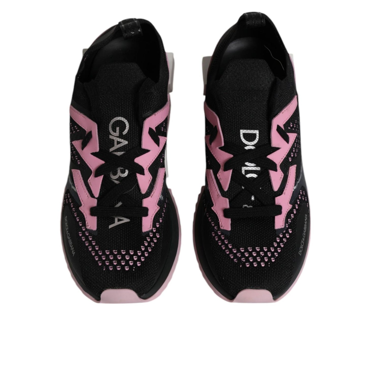 Dolce & Gabbana Black Pink SORRENTO Sport Stretch Sneakers Shoes LA12150-38