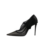 Dolce & Gabbana Black Viscose Mesh Sock Style Boots Shoes LA12208-38