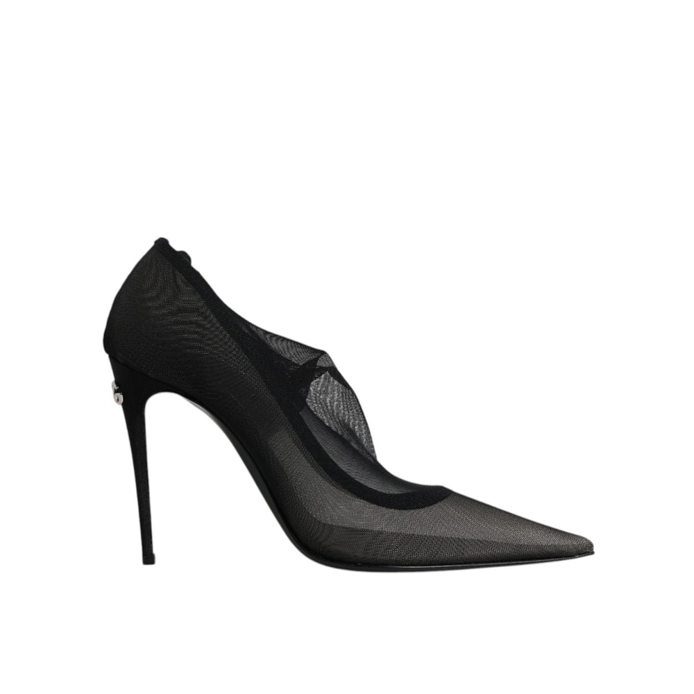 Dolce & Gabbana Black Viscose Mesh Sock Style Boots Shoes LA12208-38
