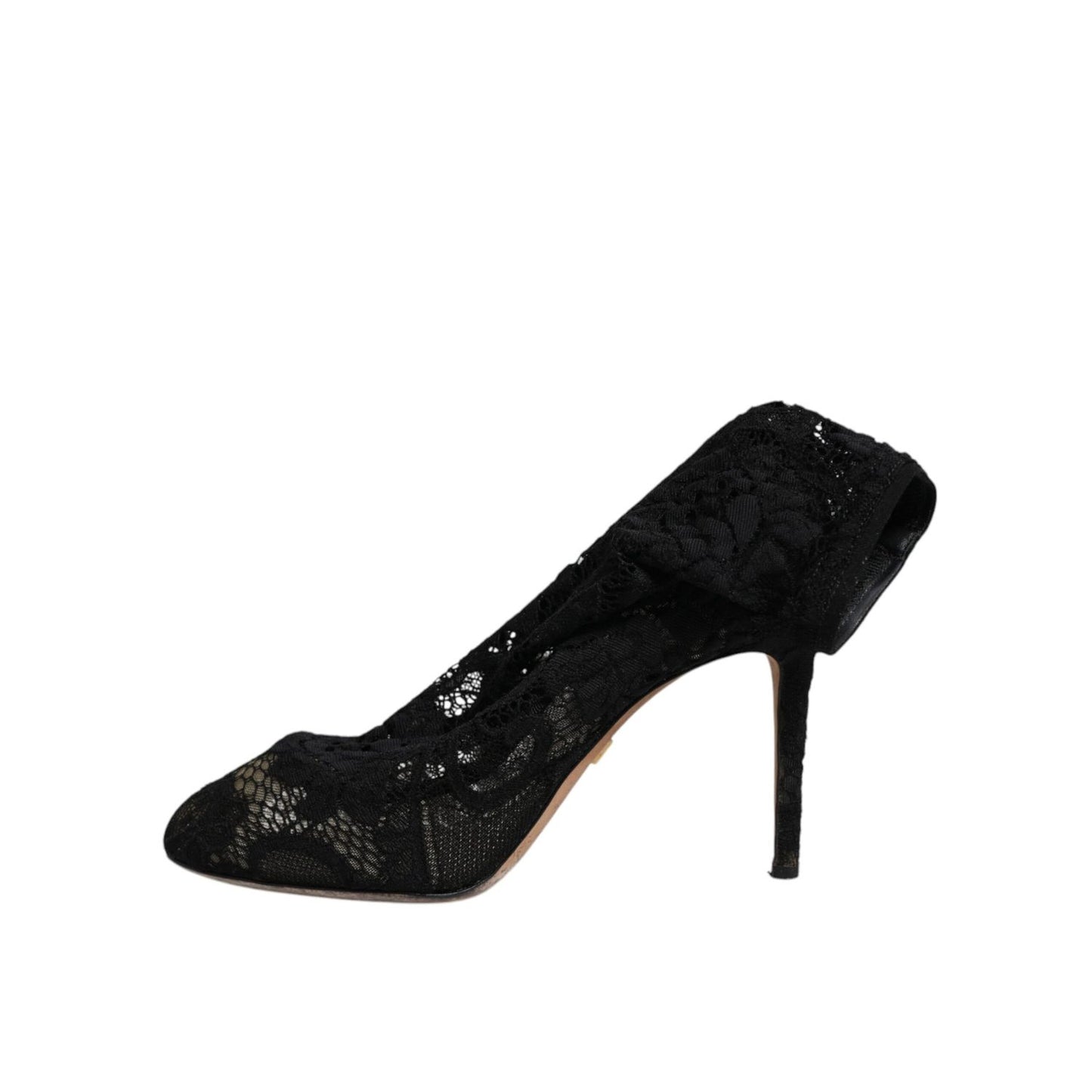Dolce & Gabbana Black Lace Stretch Heels Mid Calf Boots Shoes LA12226-38