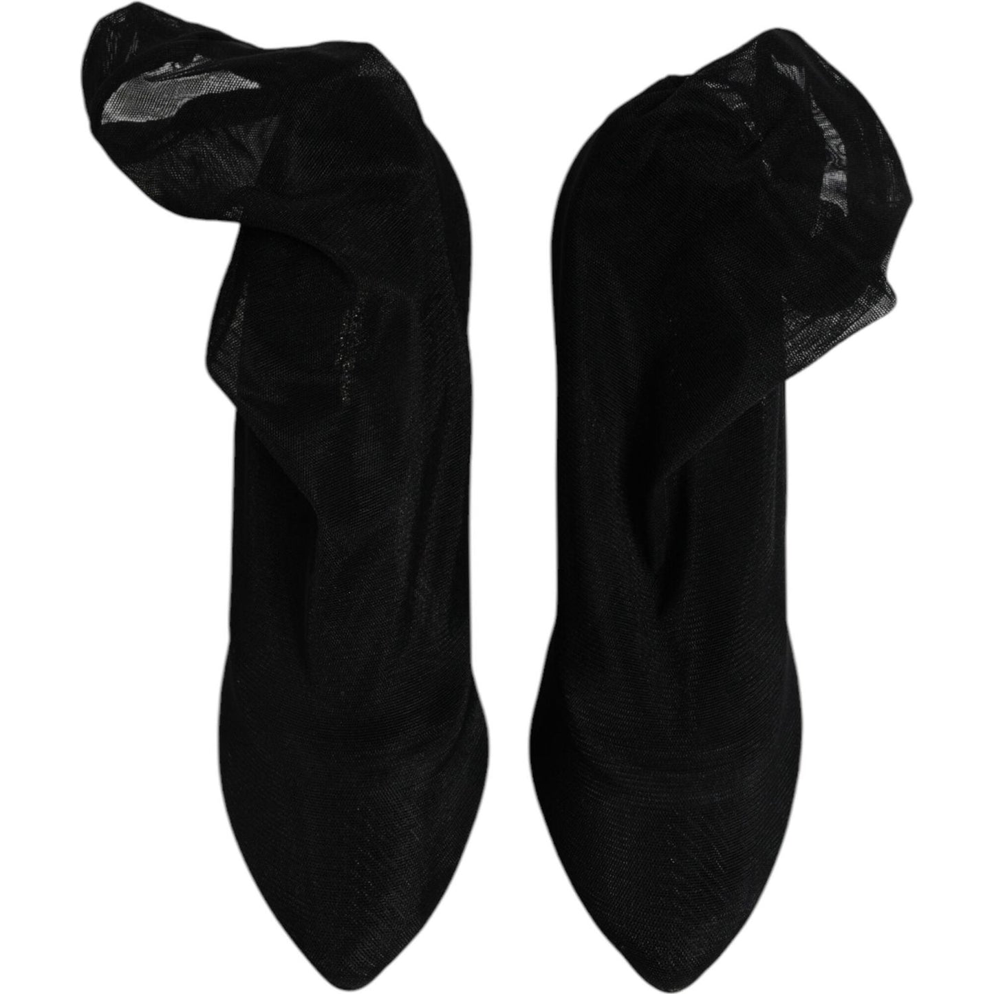 Dolce & Gabbana Black Silk Mesh Sock Style Boots Shoes LA12228-38