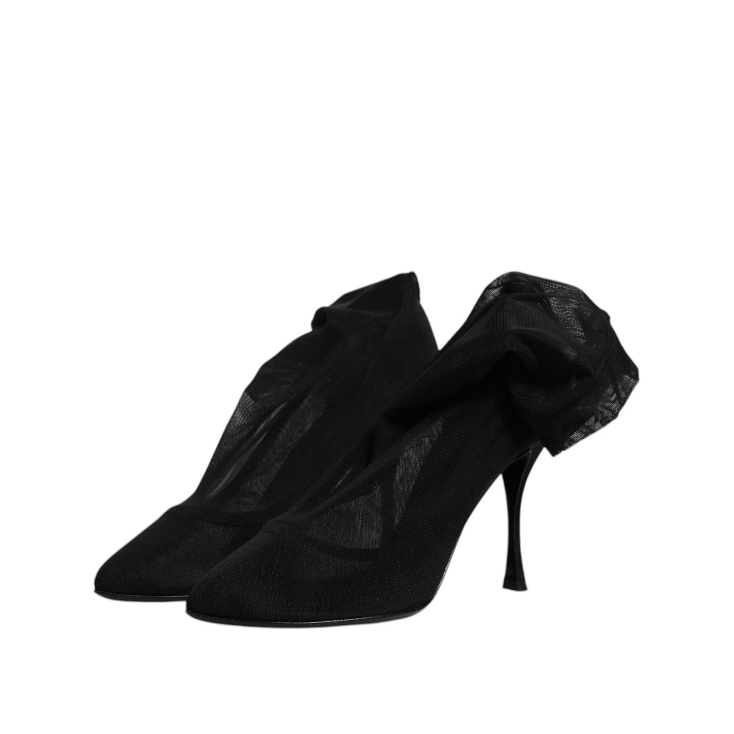 Dolce & Gabbana Black Silk Mesh Sock Style Boots Shoes