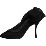 Dolce & Gabbana Black Silk Mesh Sock Style Boots Shoes LA12228-38