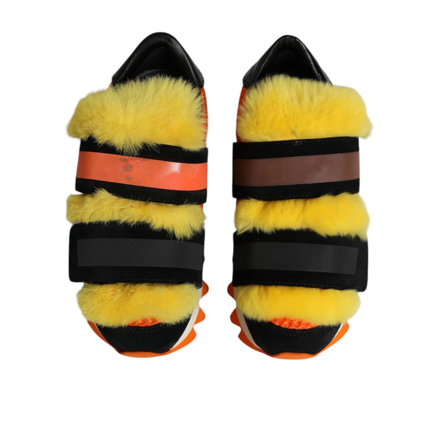 Dolce & Gabbana Multicolor Fur Embellished Sneakers Shoes LA12234-35.5