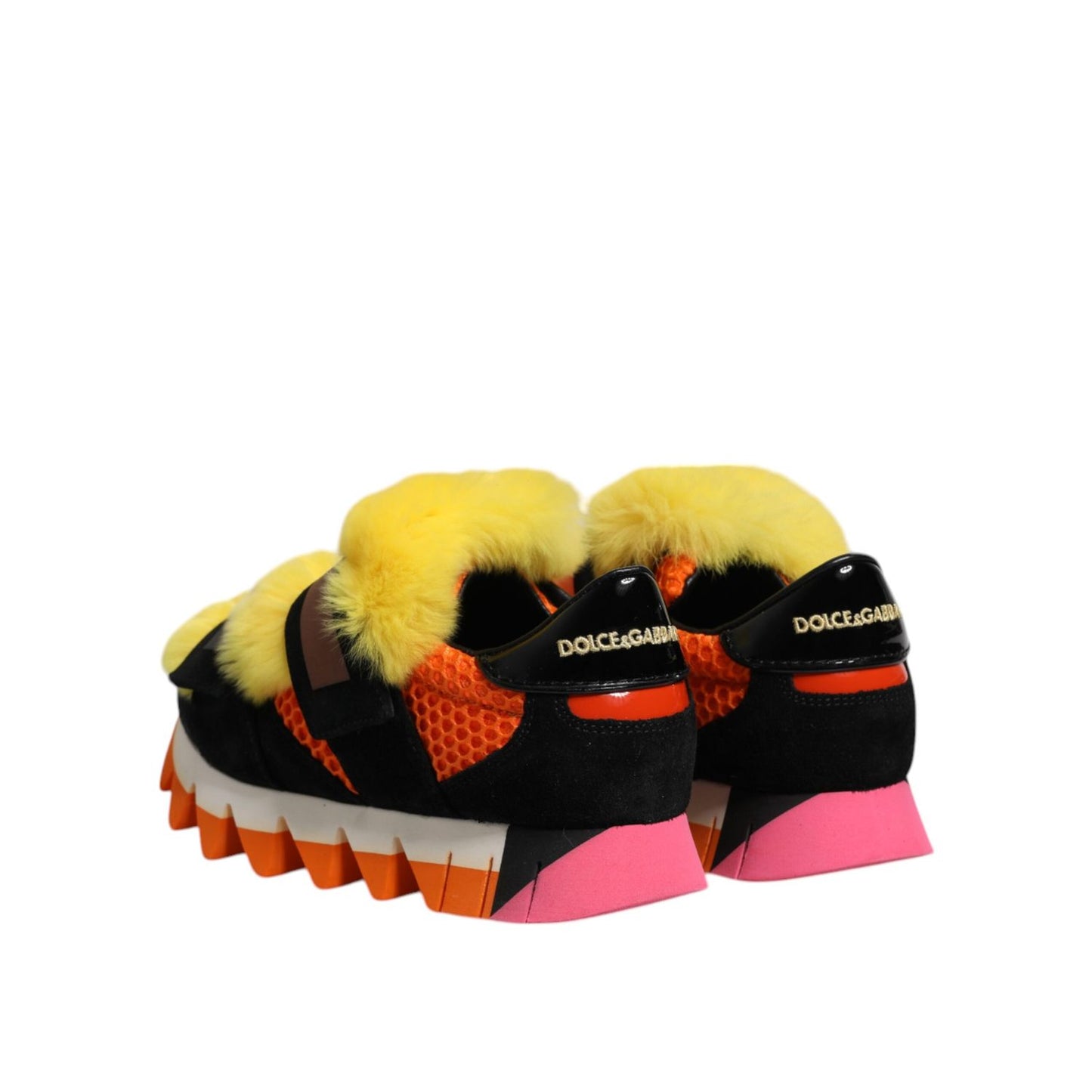 Dolce & Gabbana Multicolor Fur Embellished Sneakers Shoes LA12234-35.5