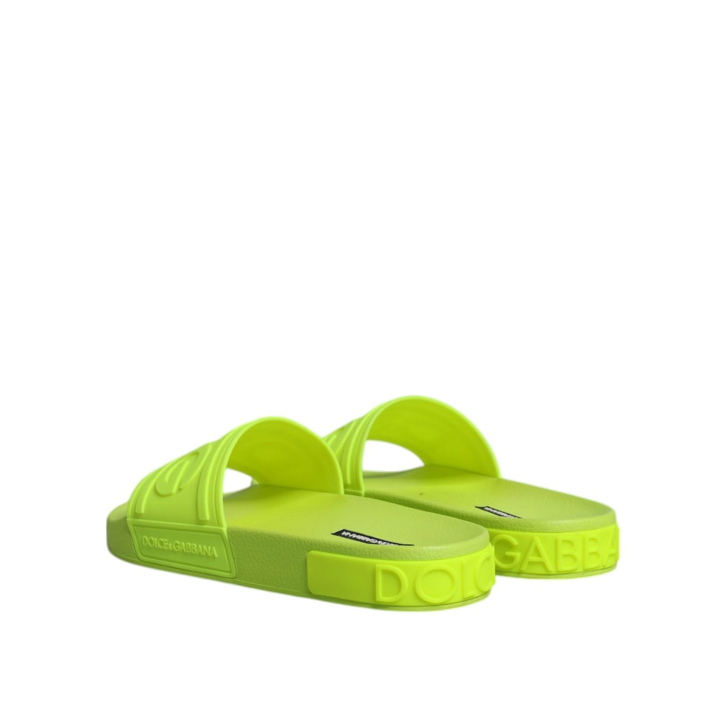 Dolce & Gabbana Green Rubber Slides Sandals Beachwear Shoes