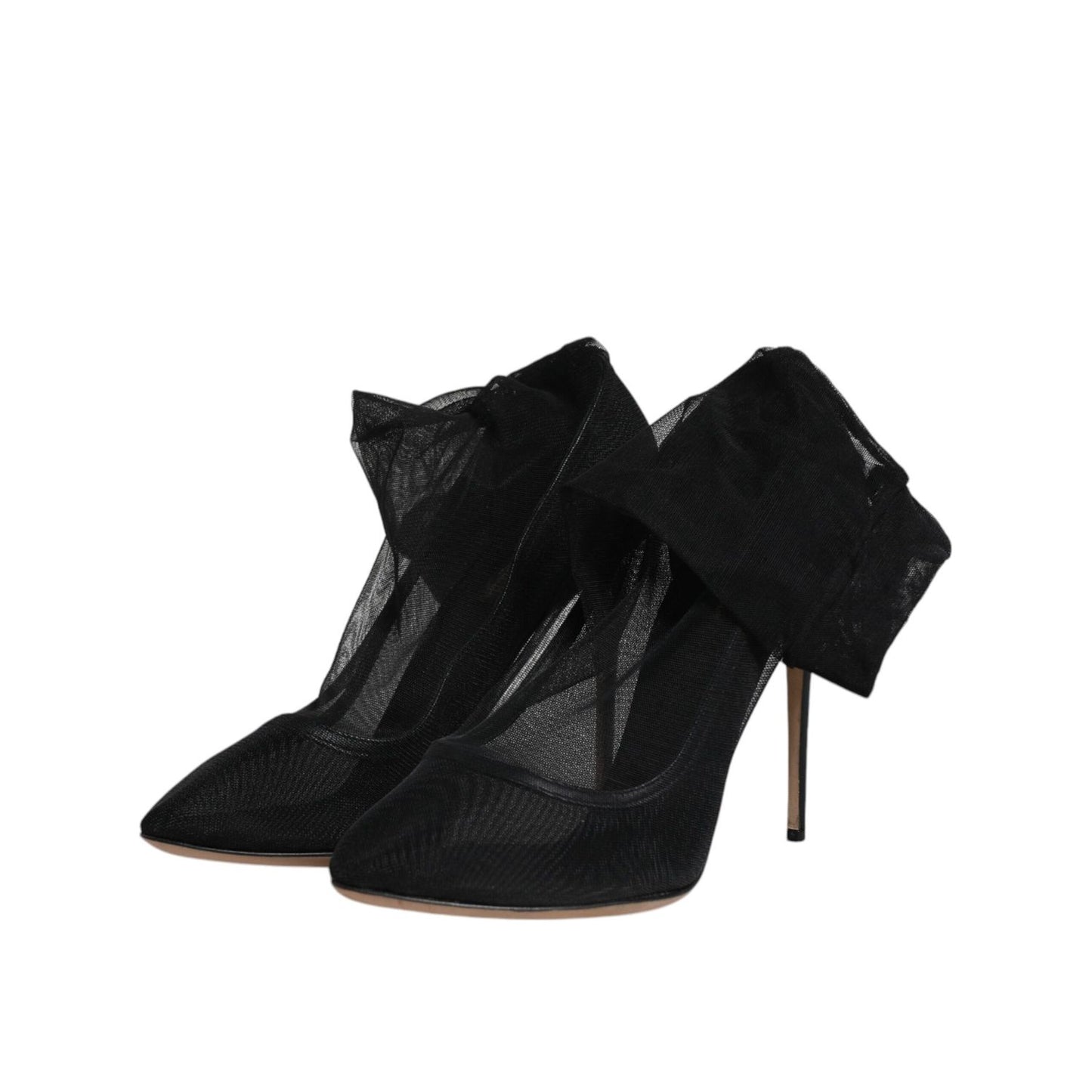 Dolce & Gabbana Black Nylon Mesh Sock Style Boots Shoes LA12247-40
