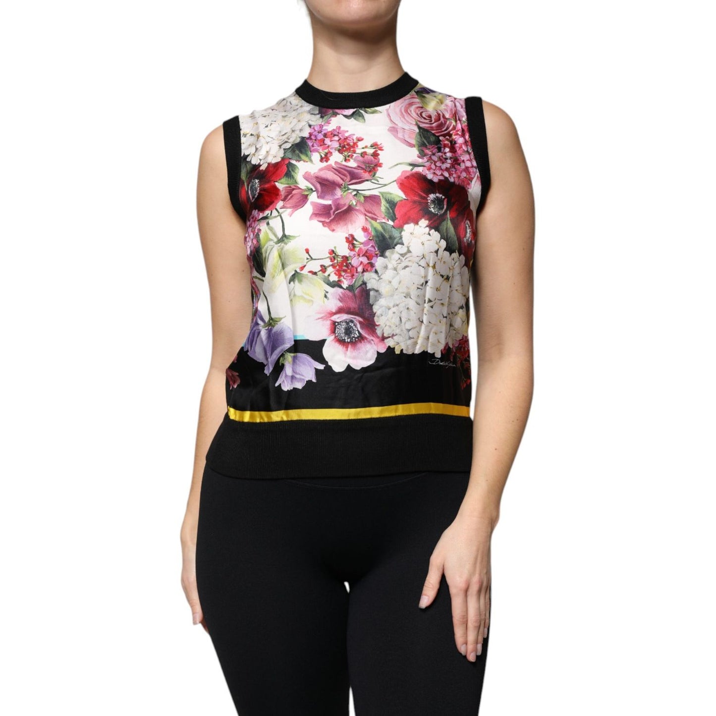 Dolce & Gabbana Multicolor Floral Silk Sleeveless Tank Blouse Top TSH86834-38