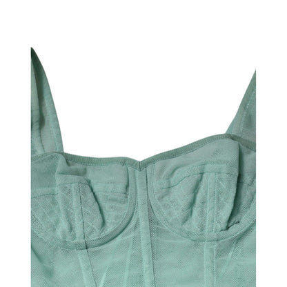Dolce & Gabbana Green Cotton Bustier Corset Sleeveless Top