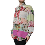 Dolce & Gabbana Multicolor Floral Patchwork Ascot Collar Top TSH86848-36