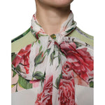 Dolce & Gabbana Multicolor Floral Patchwork Ascot Collar Top TSH86848-36