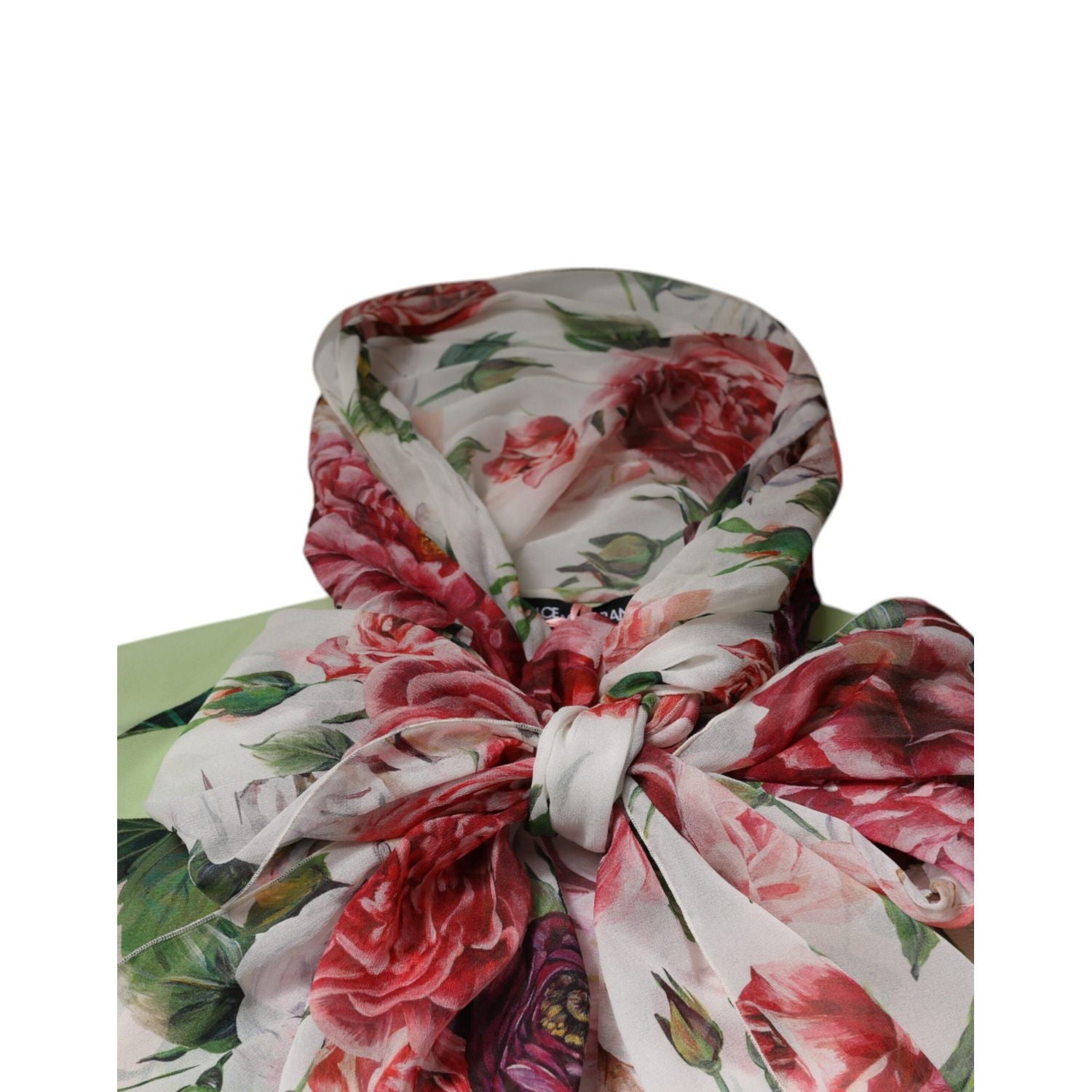 Dolce & Gabbana Multicolor Floral Patchwork Ascot Collar Top