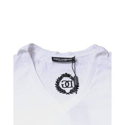 Dolce & Gabbana White Cotton Necklace Chain Short Sleeves T-shirt
