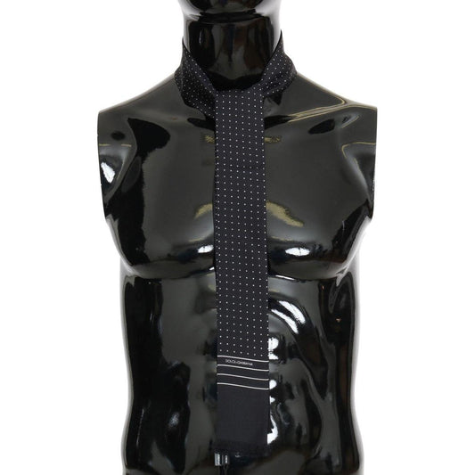 Dolce & Gabbana Dark Blue Polka Dotted Silk Scarf MS1905