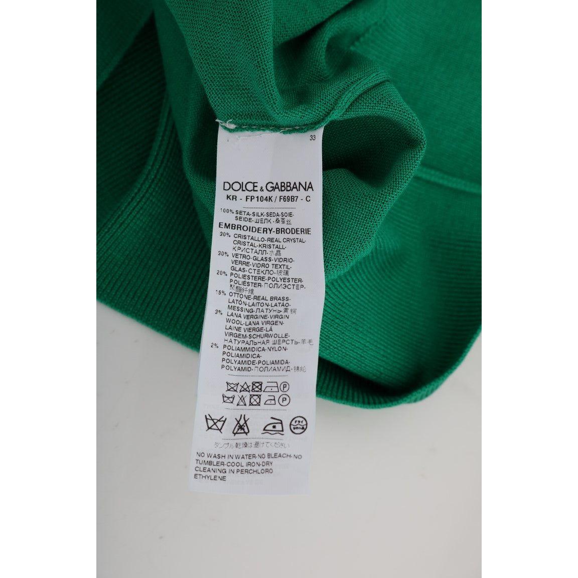 سترة من الحرير الأخضر المزخرف من دولتشي آند غابانا