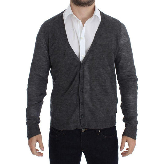 Costume National Gray Wool Button Cardigan Sweater