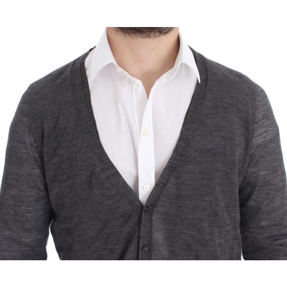 Costume National Gray Wool Button Cardigan Sweater