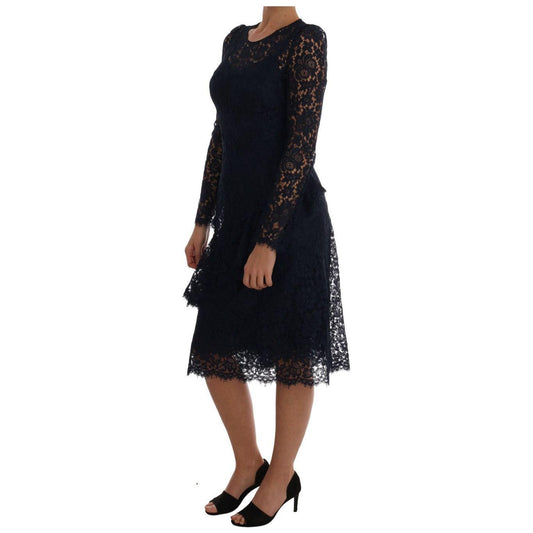 Dolce & Gabbana Blue Taormina Floral Lace Sheath Dress DR1309-1