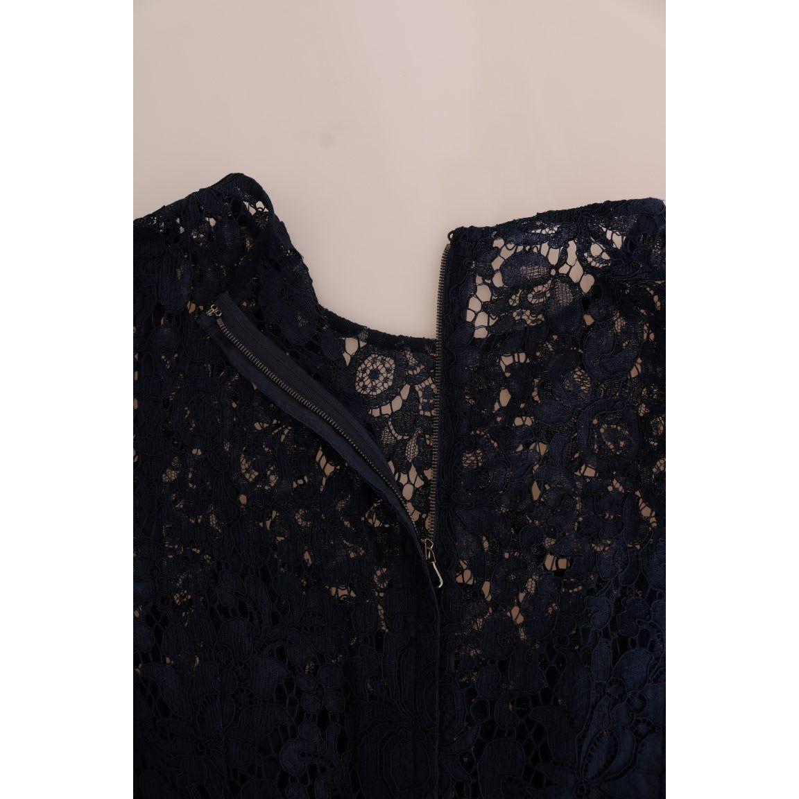 Dolce & Gabbana Blue Taormina Floral Lace Sheath Dress DR1309-1