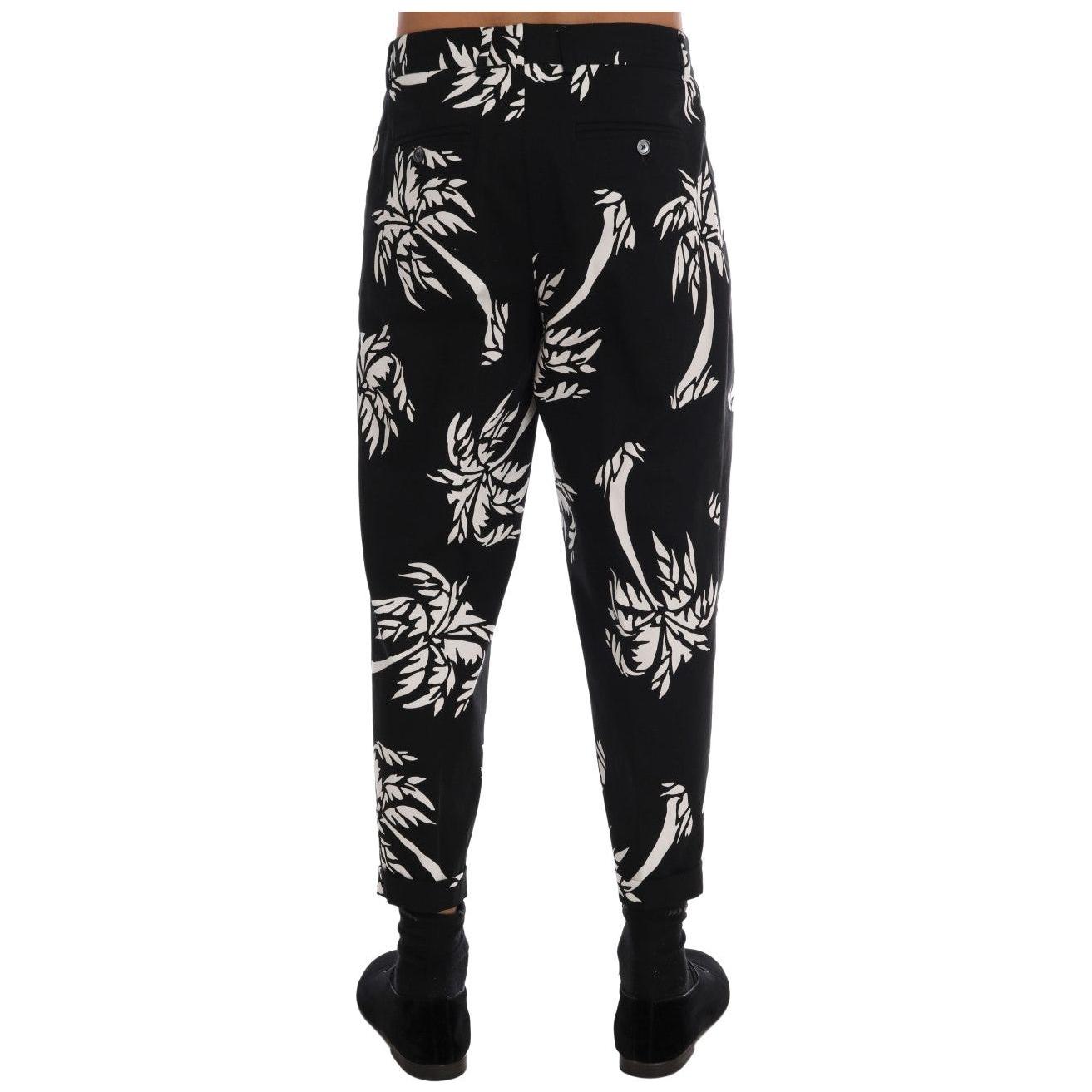 Dolce & Gabbana Black Tree Cotton Stretch Pants Jeans & Pants