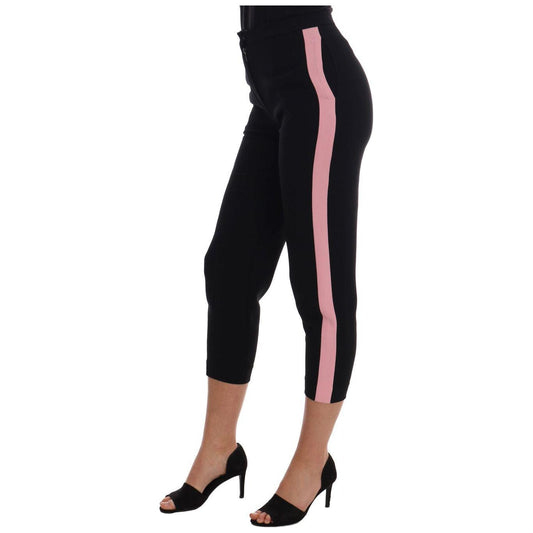 Dolce & Gabbana Black Stretch Pink Stripes Capri Pants BYX1221-1