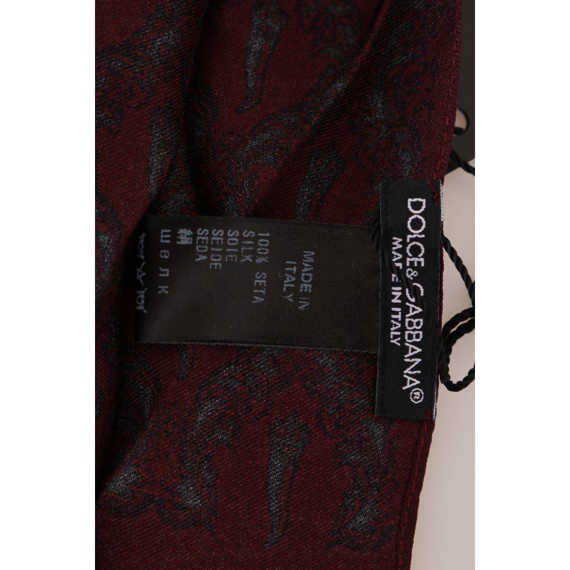 Dolce & Gabbana Bordeaux Silk Crown Chili Scarf MS2114