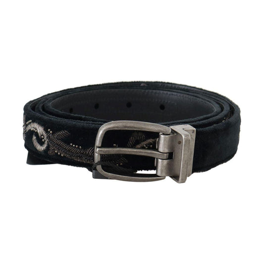 Dolce & Gabbana Black Cotton Royal Bee Embroidery Belt BEL50052-2