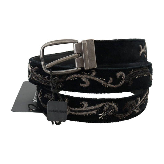 Dolce & Gabbana Black Cotton Royal Bee Embroidery Belt BEL50052-2