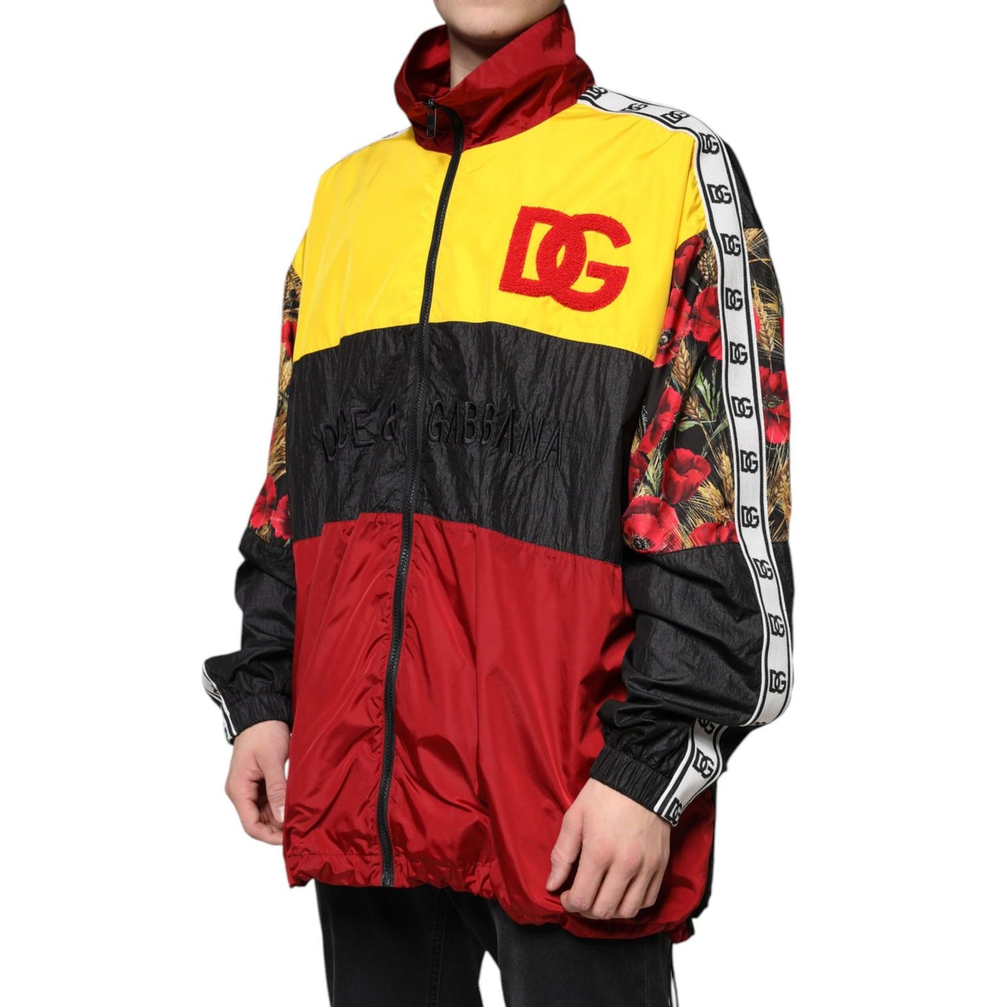 Dolce & Gabbana Multicolor Patchwork Men Full Zip Sweater JKT3786-48